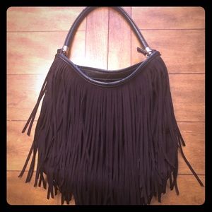 Black Fringe “Suede” Purse